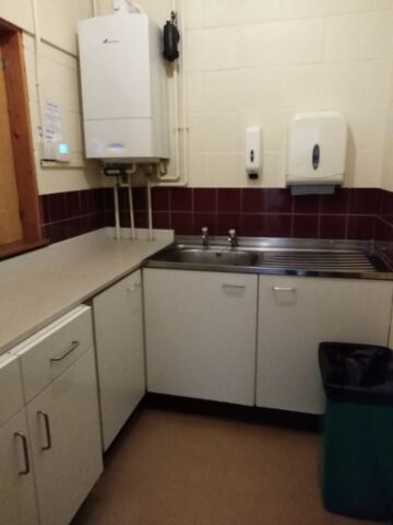 Kitchen off of small hall